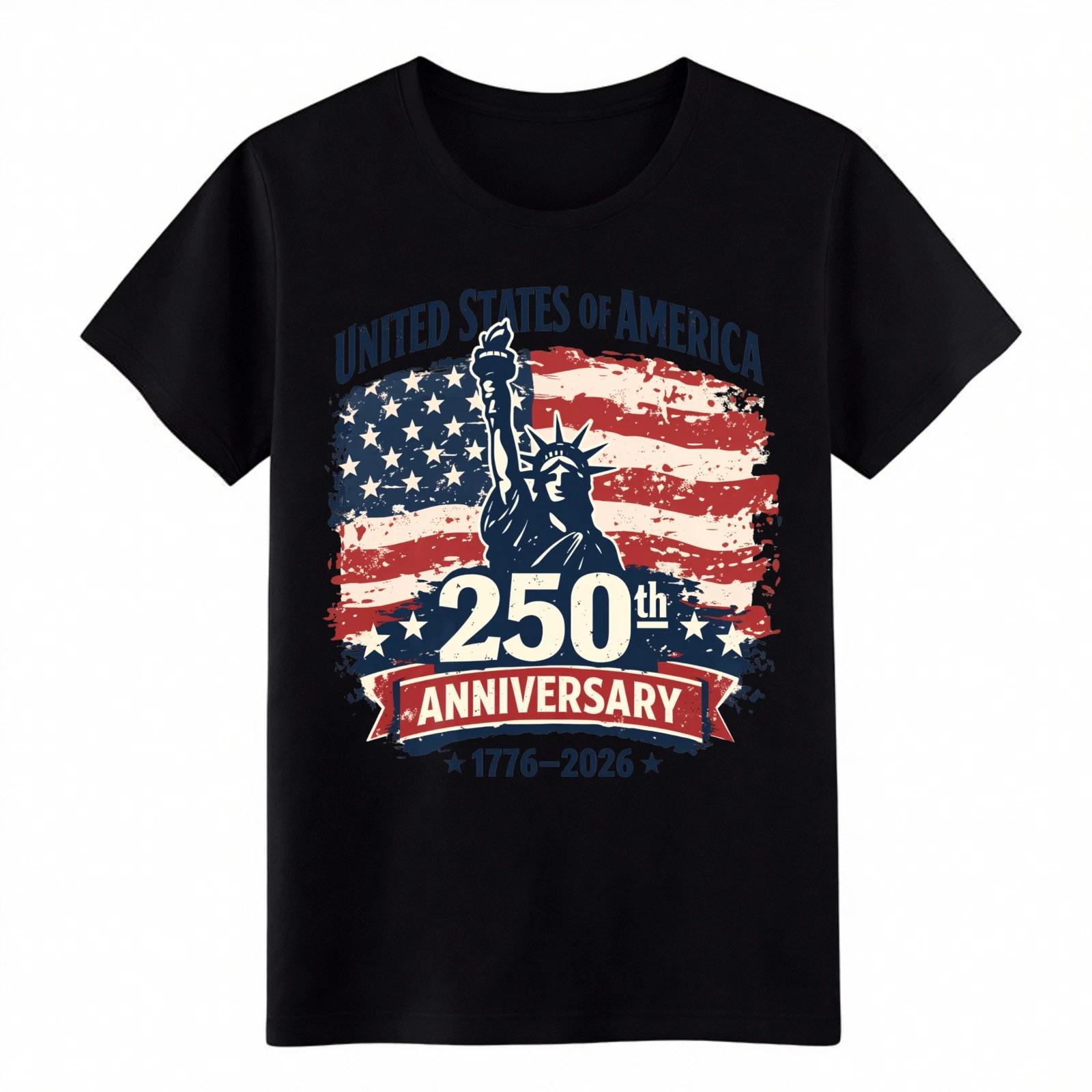 Unisex USA 250th Anniversary Patriotic T-Shirt 1776-2026 Statue of Liberty Tee L