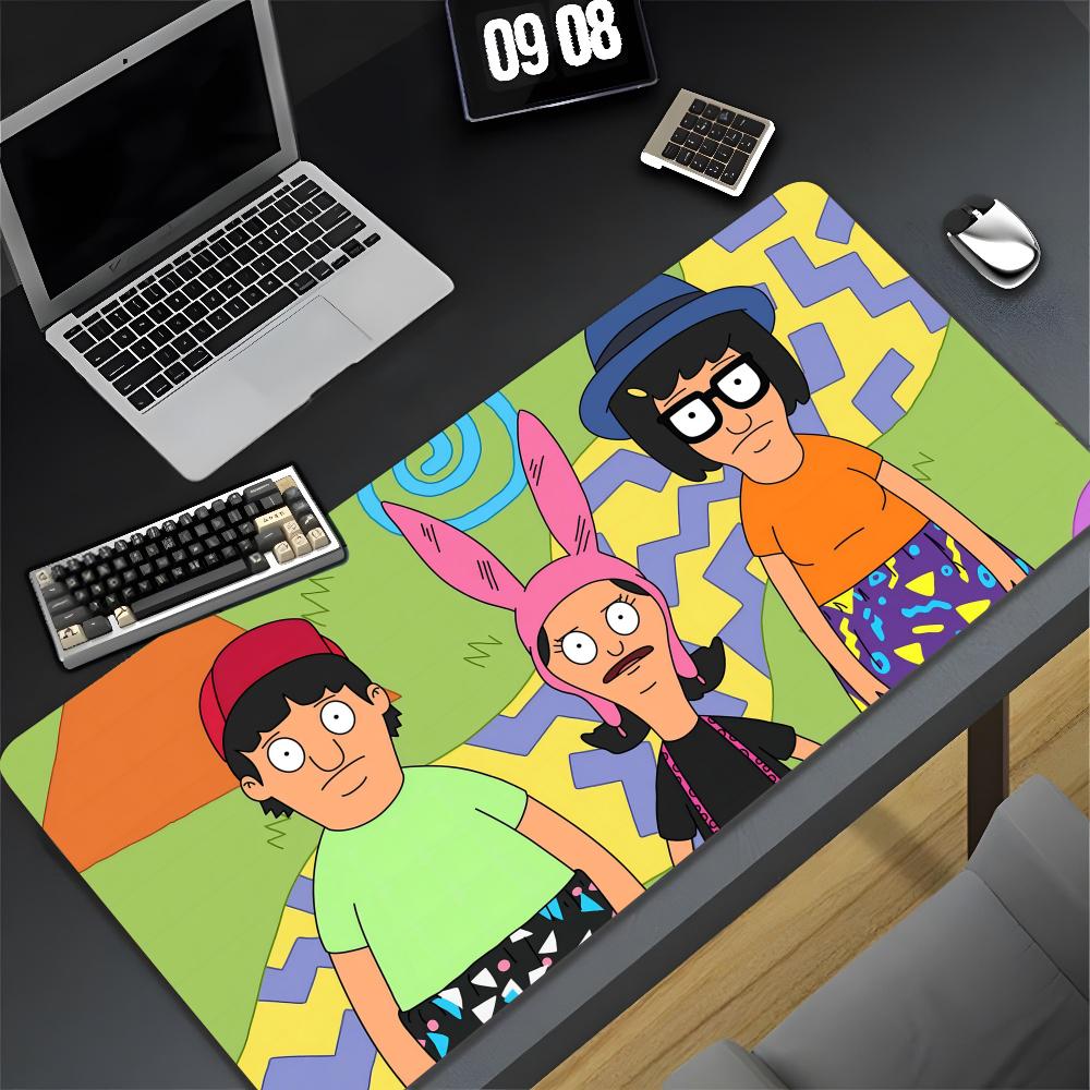 Tappetino per Mouse Cartoon B-Bobs Burgers XXL Gamer Gaming PC Computer Otaku Bordo Bloccato Fai da Te Foto Personalizzata Laptop Notebook Tappetino da Scrivania