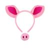Halloween Cute Pink Pig Costume Headband Set - Cartoon Animal Plush Piggy Face