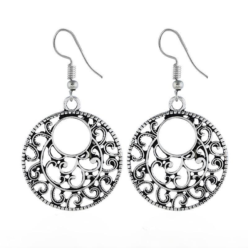 Tibetan Ethnic Earrings: Retro Hollow Pattern from Nepal & Yunnan