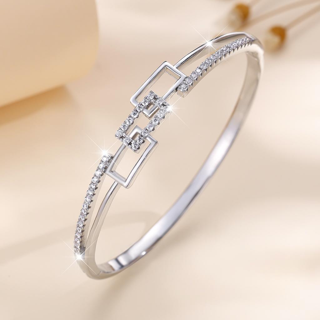 European and American Retro Style Geometric Cross Rectangular Stone Bracelet Women's Trendy Exquisite Bracelet