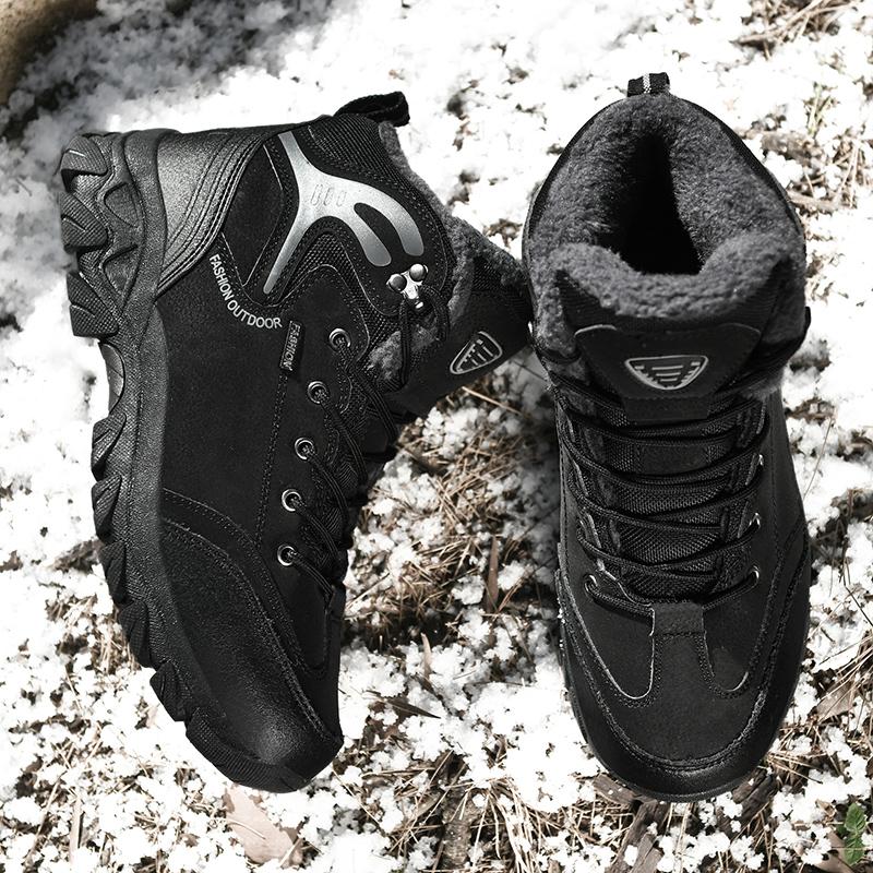 39-47 Muži Plus sametové vysoké outdoorové boty Velké lezecké boty Plus vlasy teplé turistické boty