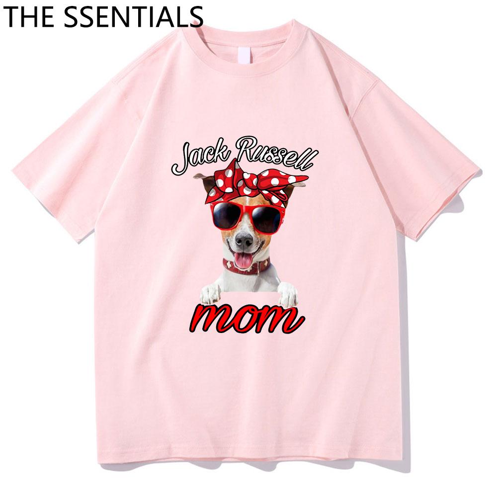 Jack Russell Terrier Mama T-Shirt Unisex Harajuku Lustige süße Hund Oma T-Shirts Unisex Cartoon Ästhetische Grafik Tägliche Baumwoll-T-Shirts