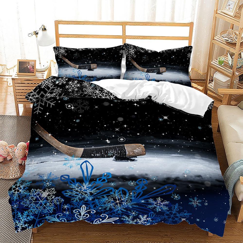 3D Sporty Lodowe Zestaw Pościeli King Queen Kołdra Poszewki 2/3szt. Męski Nastolatki Sportowiec Pokrowiec Prezent