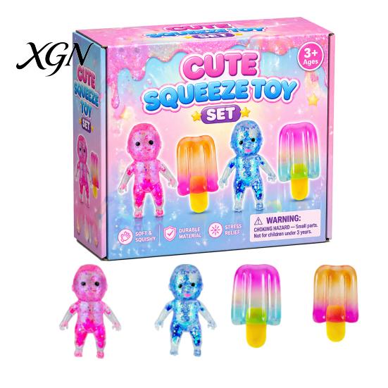Stress Relief Toy 1 Set Squeeze Duck Rabbit Animal Love Heart Pinch Reduction Gadget Sensory Soft Stretchy Ball Relaxation Fidget Party Favors Tool