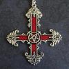 Retro Fashion Ancient Silver Carved Five-pointed Star Symbol Cross Pendant Necklace for Men Women Halloween Exquisite Jewelry