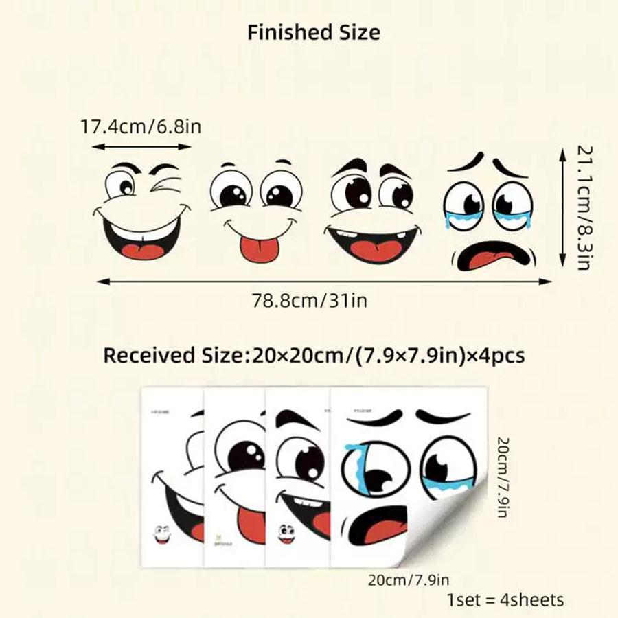 

4Pcs/1Set Cute Funny Smiley Face Toilet Stickers Waterproof Bathroom Trash Can Decals чёрный