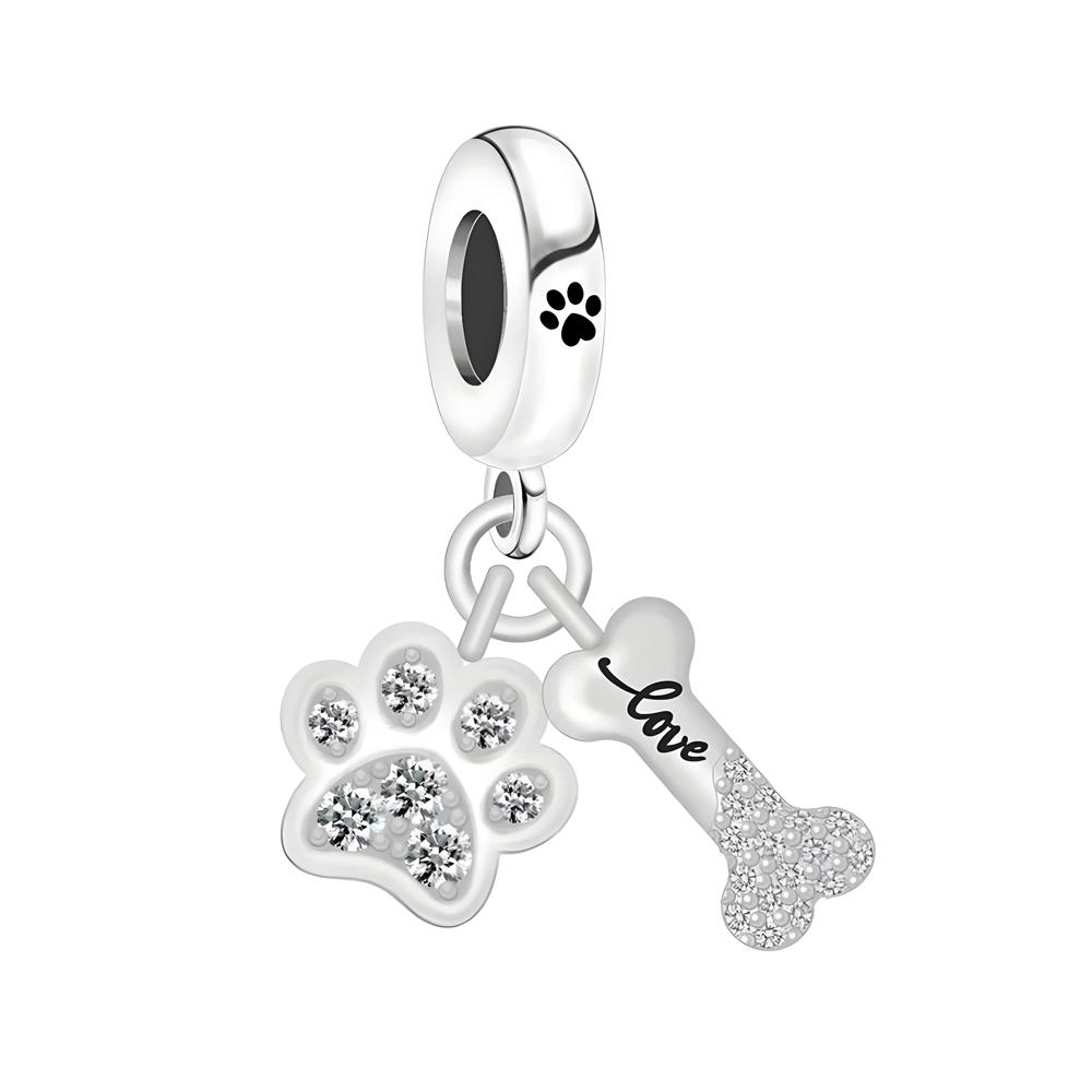 Copper Puppy Beads & Moon Cat Dangle Charm Fits Bracelet Cute Pet Pendant Jewelry Accessories Gifts