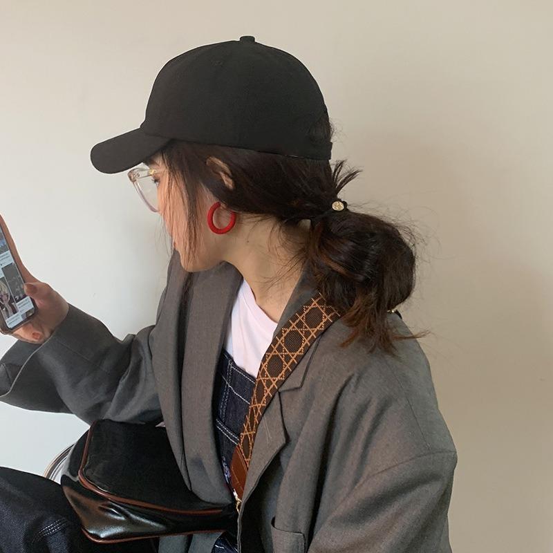 Burgundy Hat Female Spring Summer Versatile Cap Hip-Hop Baseball Hat Male Hip Hop Sunscreen Black