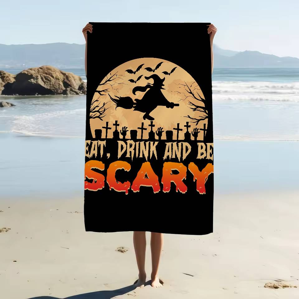 Retro Halloween Hexe Kürbis Geist Mikrofaser Decke Schnelltrocknend Strandtücher Druck Super Saugfähig Pooltuch Decke