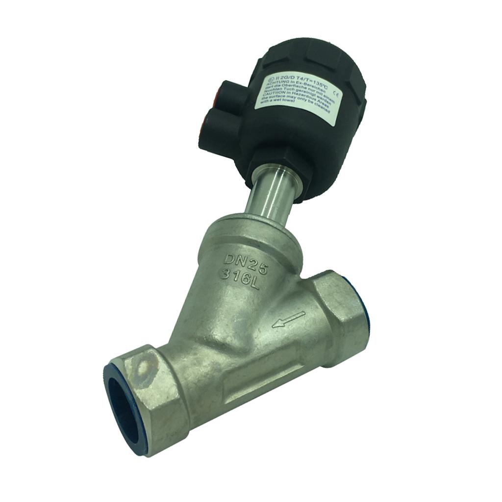 DN25 Pneumatic Angle Seat Valve,Stainless Steel Double-acting Air Actuated Valve with