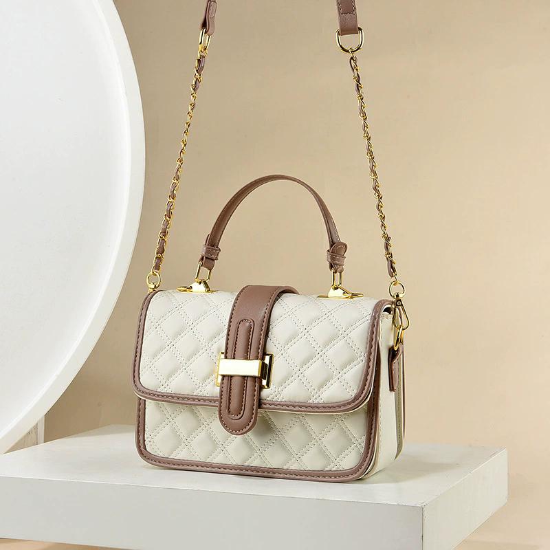 Women Luxury Designer Check Pattern Handbag, Trendy Chain Shoulder Crossbody Bag for Ladies