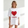 Black Oversized T Shirt With Red Heart And Amore Print For Casual Wear