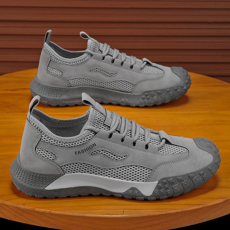 Labor Insurance Shoes Men's Shoes Summer Breathable Mesh Hollow Mesh Shoes Sports Shoes Non-slip and Wear-resistant Casual Outdoor Work Board Shoes