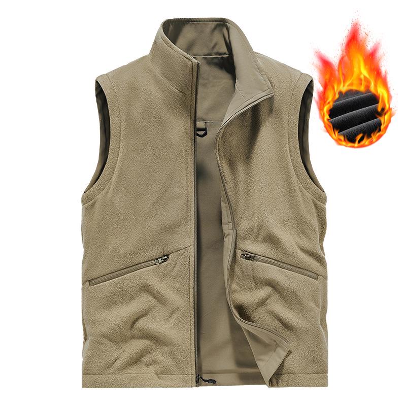 Men's Double-Sided Waterproof Windproof Fishing Vest with Velvet Lining