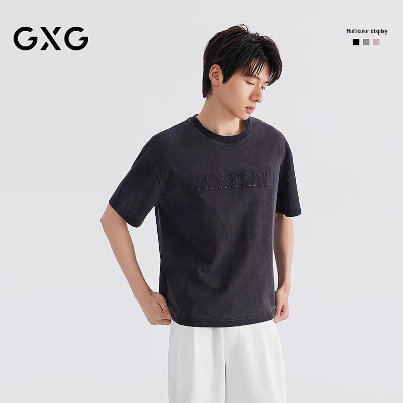 GXG Men s Washed Loose Vintage Crew Neck Short Sleeve T-Shirt