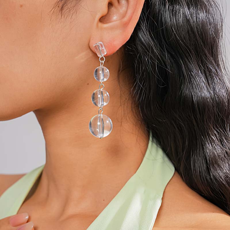 Vintage Transparent Resin Ball Dangle Earrings for Women Fashion Classic Long Water Drop Tassel Earrings Jewelry Gift