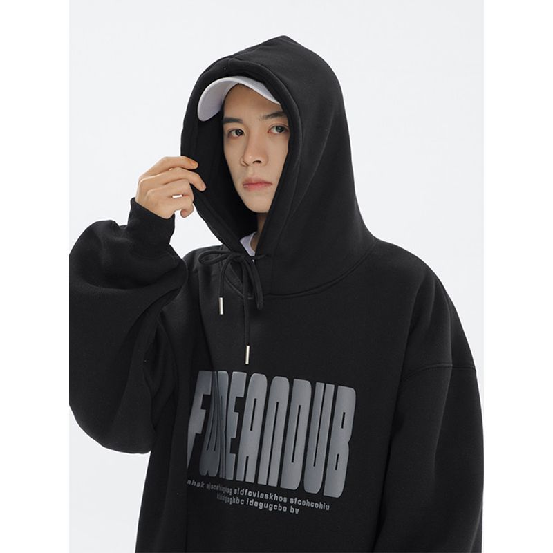 American-Style Foam Print Sweatshirt for Men, Winter Heavyweight Loose Design, Niche Hoodie, High Street Casual Versatile Top