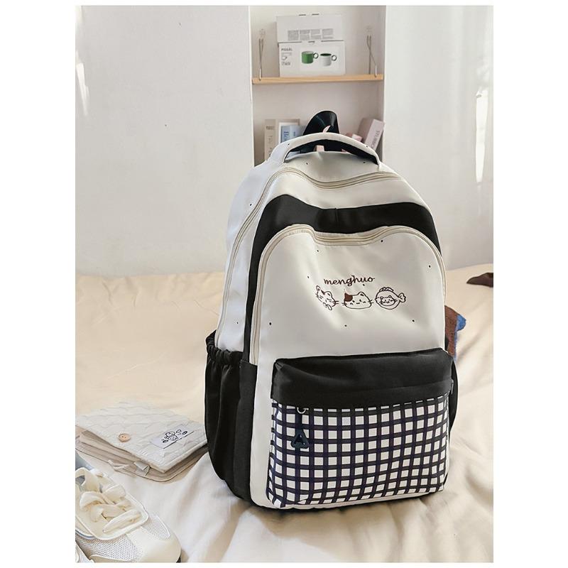 Light and Large-capacity Backpack, New High-value, Fresh and Sweet Plaid Schoolbag for Junior High School Students