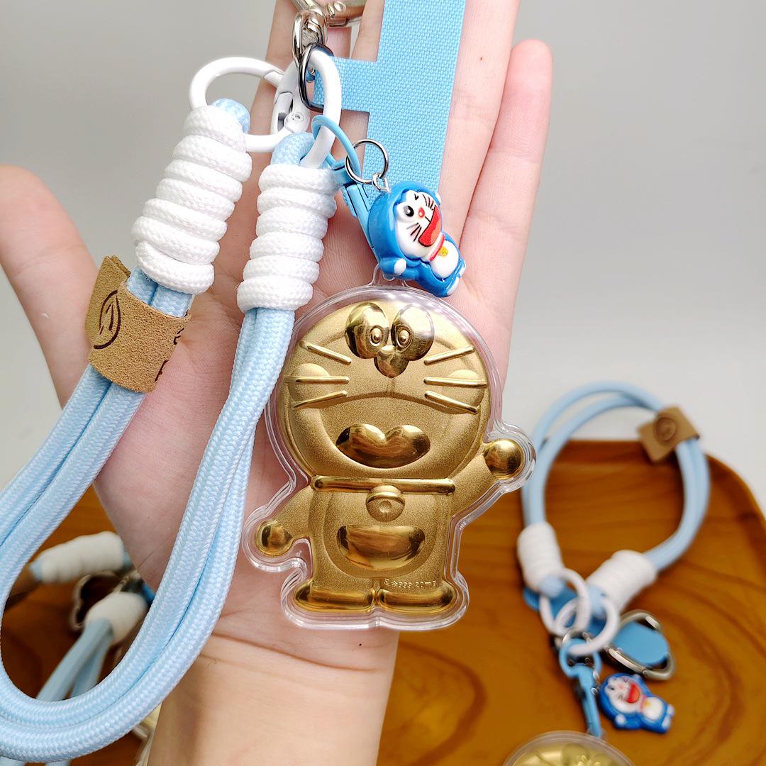 Doraemon Pure Gold Keychain - Cute Cartoon Bag Charm for Birthday or Best Friend Gift Gold Foil