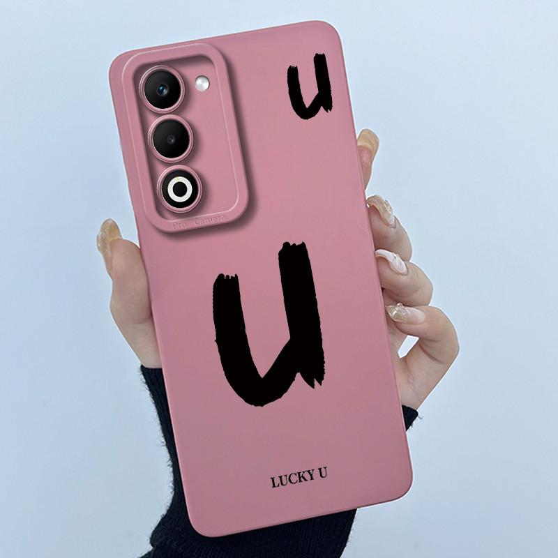 

For OPPO A5 5G 2025 CPH2735 Cover Case Lucky Initial Letter Couple Silicone Soft Matte Phone Bumper for OPPOA5 A 5 5G Casing OPPO A5 5G