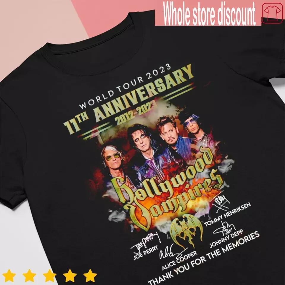

World Tour 2023 11th Anniversary 2012 – 2023 Hollywood Vampires T shirt Tops tees Men s Women s XL