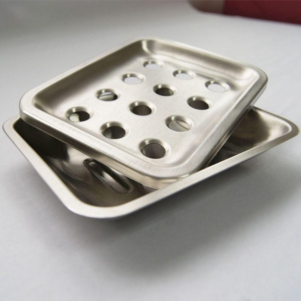 Stainless Steel Double Soap Dish Wire Drawing Process Drainable Soap Rack Wash Basin