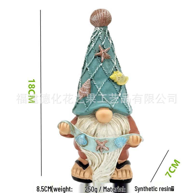 Garden Gnome Ornaments with Seashells - Outdoor Resin Decoration