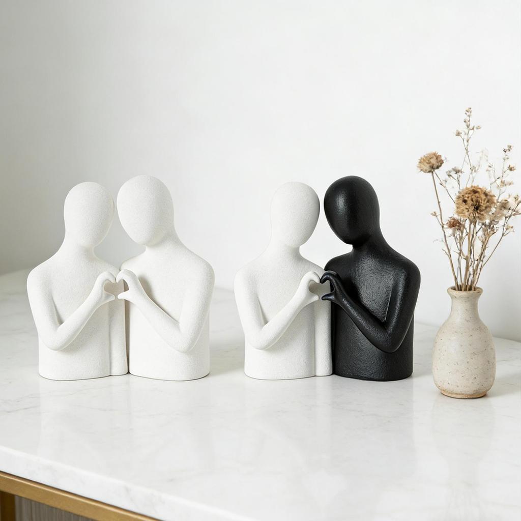 Abstract Couple Statue Romantic Love Sculpture Collection Aesthetic Tabletop Desktop Ornament for Bar Bookshelf