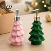 Bathroom Organizers And Storage Christmas Tree Soap Dispenser, Flocking Effect Refillable Lotion Reusable Liquid Bottle Pump Bottle, Dispenser