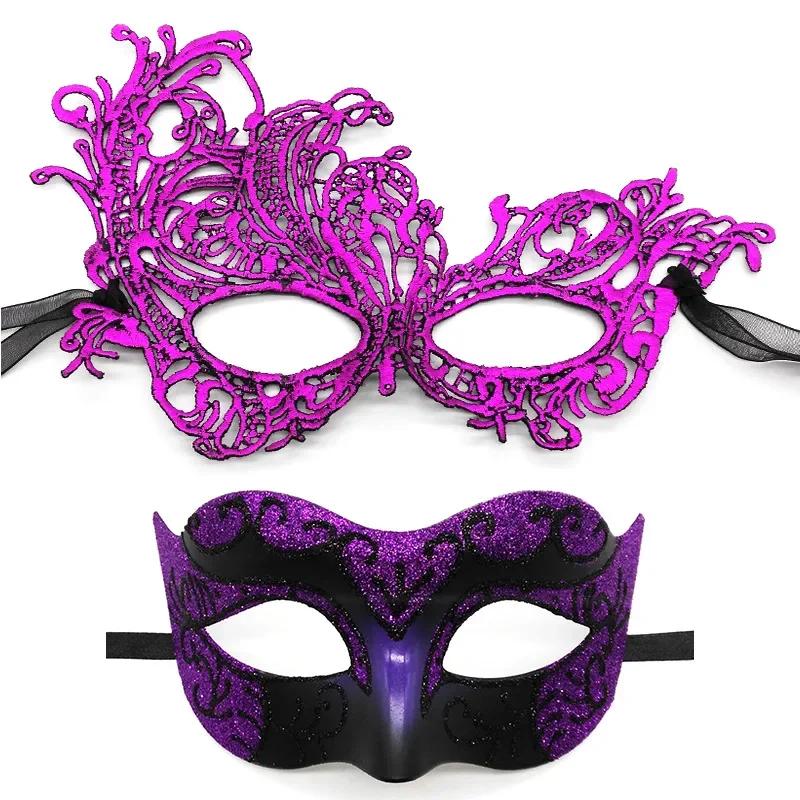 Lace Mask Set Painted Phoenix Lace Eye Mask Party Mask 2pcs For Masquerade Ball Costume Party Halloween