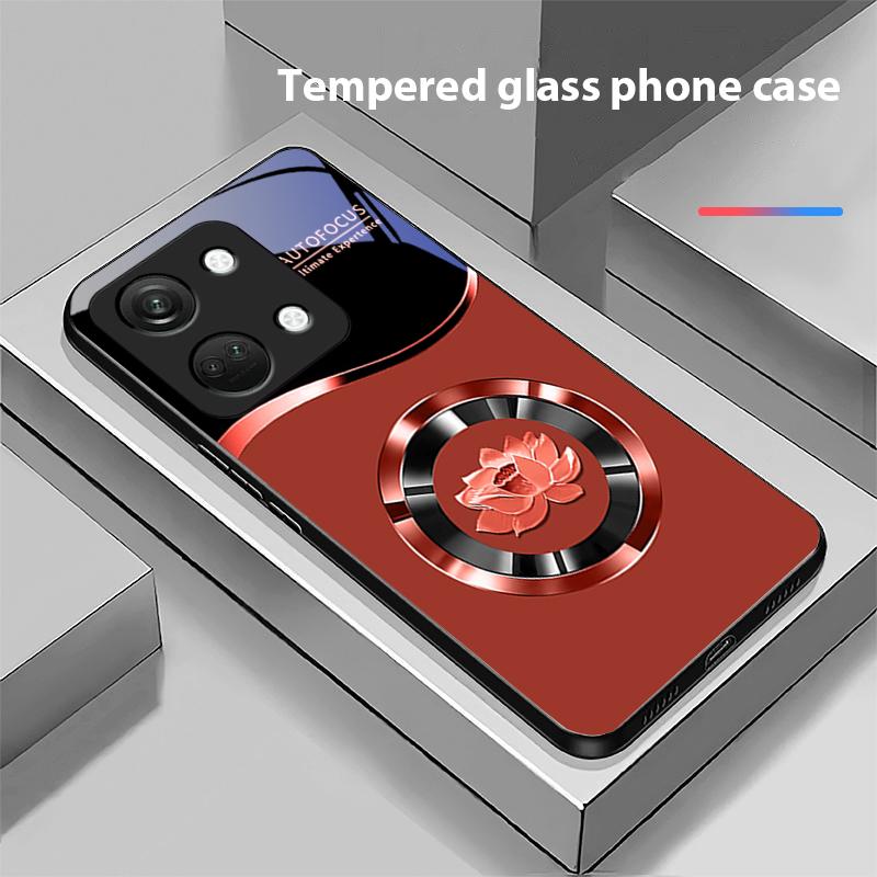 Circle Lotus Gold For OnePlus Nord 3 5 6T 7 Pro 8 12 10T Reno8 Lite 5G 10R Nord N30 Hard Shell Tempered Glass Phone Case Black