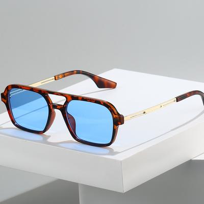 Fashion Women's Stylish UV400 Sunglasses Trendy Outdoor Double Bridge Goggle Shades for Men Female Luxury Design Rectangular Sun Glasses