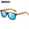 HdHues Unisex bambusové polarizované venkovní dřevěné vintage sluneční brýle, UV400