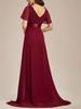 European American Women's Elegant Chiffon Slim Fit Evening Gown