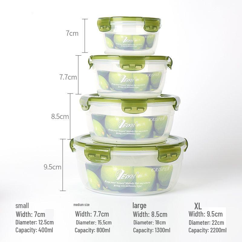 Round Plastic Bento Lunch Box Set - Microwave & Fridge Safe, Sealable Food Storage Containers