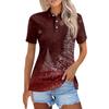 Women's Fashion Casual Lapel Short Sleeve Print Shirt Women's Button Up Tops