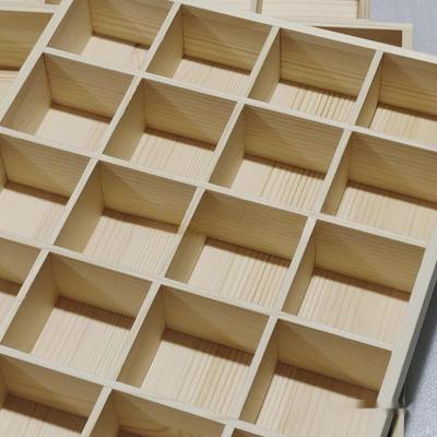 Wooden Multi-Grid Desktop Storage Tray with Dividers