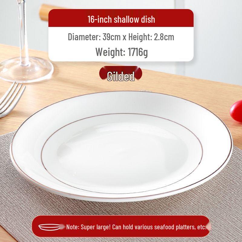 HUAIYI Ceramic Shallow Flat Dinner Plates