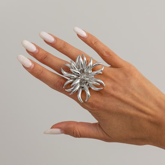 Metal Sparkler Brooch for Women, Abstract Daisy Pin, 2 In 1 Convertible Ring Corsage for Coat Suit Jacket, Trendy Gift