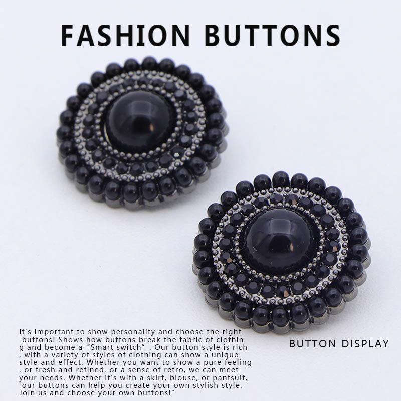 10 Piezas Botón de Perla Abrigo de Cachemira Premium Ropa de Lana Exquisita de Alta Gama Botones Metálicos Negros de Alta Gama