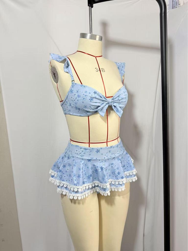 2026 Damen Europäisches & Amerikanisches Bedrucktes Strand-Bikini-Set