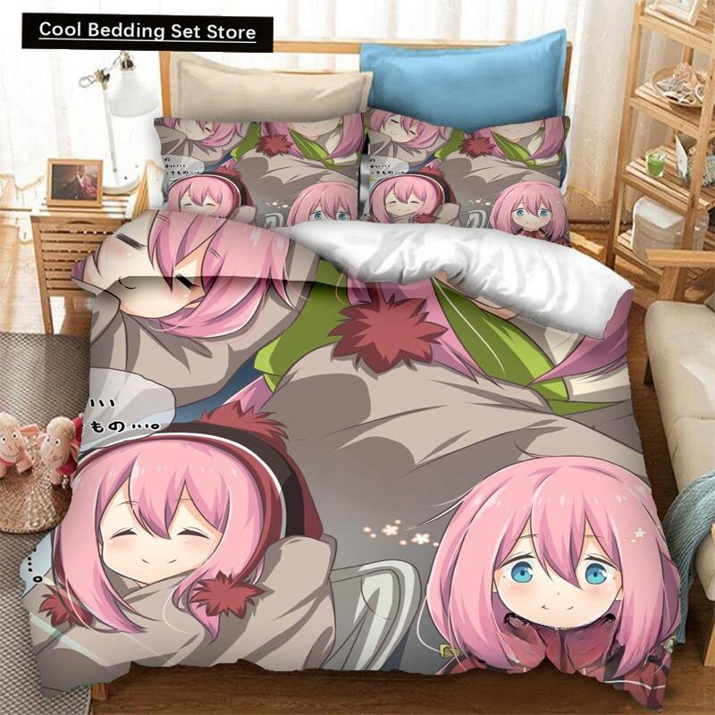 Neuer 3D-Druck Anime Yuru Camp Bettwäsche-Set Bettbezüge Kissenbezüge 2/3-teilig Steppdecke Bettwäschesets Bettwäsche Bett Heimtextilien