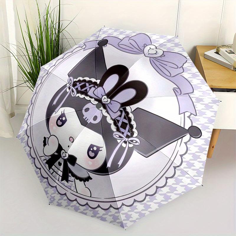 

Kuromi Automatic Folding Umbrella Simple 8 Rib Design, Bright Cartoon Pattern, Durable Iron Frame, Suitable For Travel, Outdoor, Beach Cute