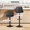 Set of 2 Bar Stools In Retro Design, Incl. Footrest, Height-Adjustable, Gas Lift, Black