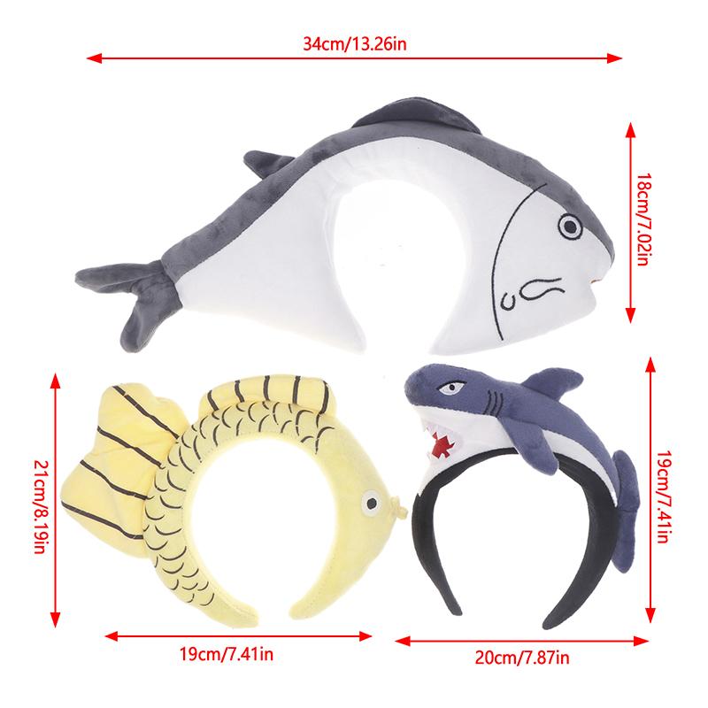 Cartoon Plush Ocean Animal Headband Shark Hairband Funny Fluffy Hair Hoop Halloween Christmas Props Theme Cosplay Costume