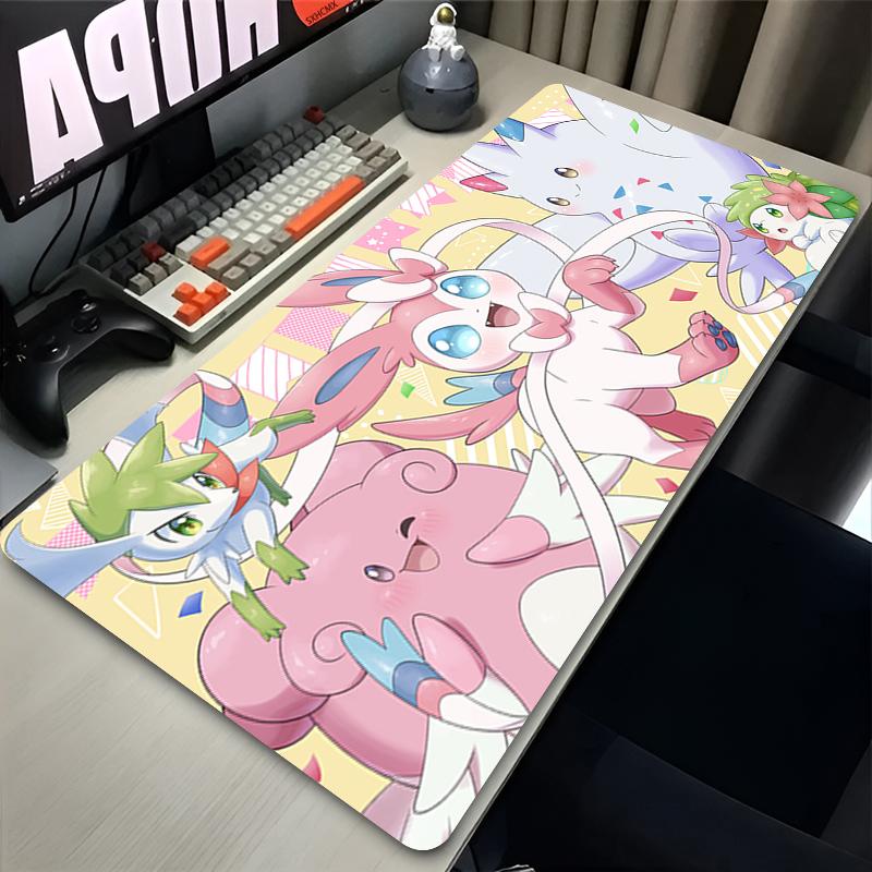 Large Pink Cute Mousepad XXL Gaming Computer Accessories Ppokemon Sylveon Keyboard Desk Mat Girl Gamer Mouse Pad Kawaii Carpet