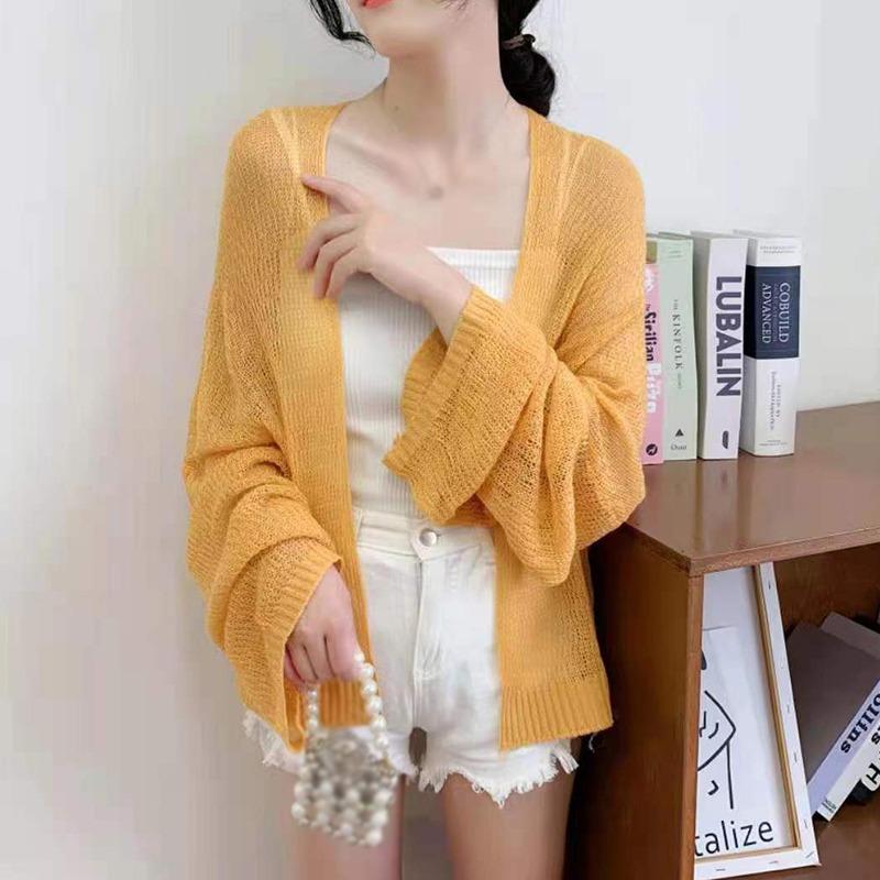 Dámský kardigan Ležérní volný letní pletený jednobarevný