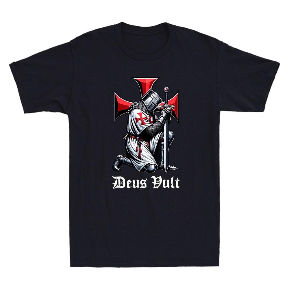 Deus Vult Knight Templar Christian Warrior Crusader Cross T-Shirt