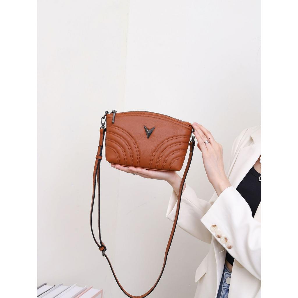 Cowhide Bag Crossbody Horizontal Shell Bag Popular Sweet Lady Shoulder Practical Portable Leather Bag Soft Leather Bag